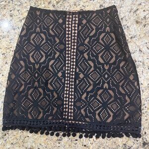 For Love And Lemons Black and Tan Geometric Pencil Skirt